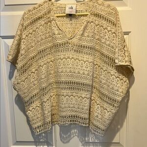 CAbi Cream Crochet Knit Top